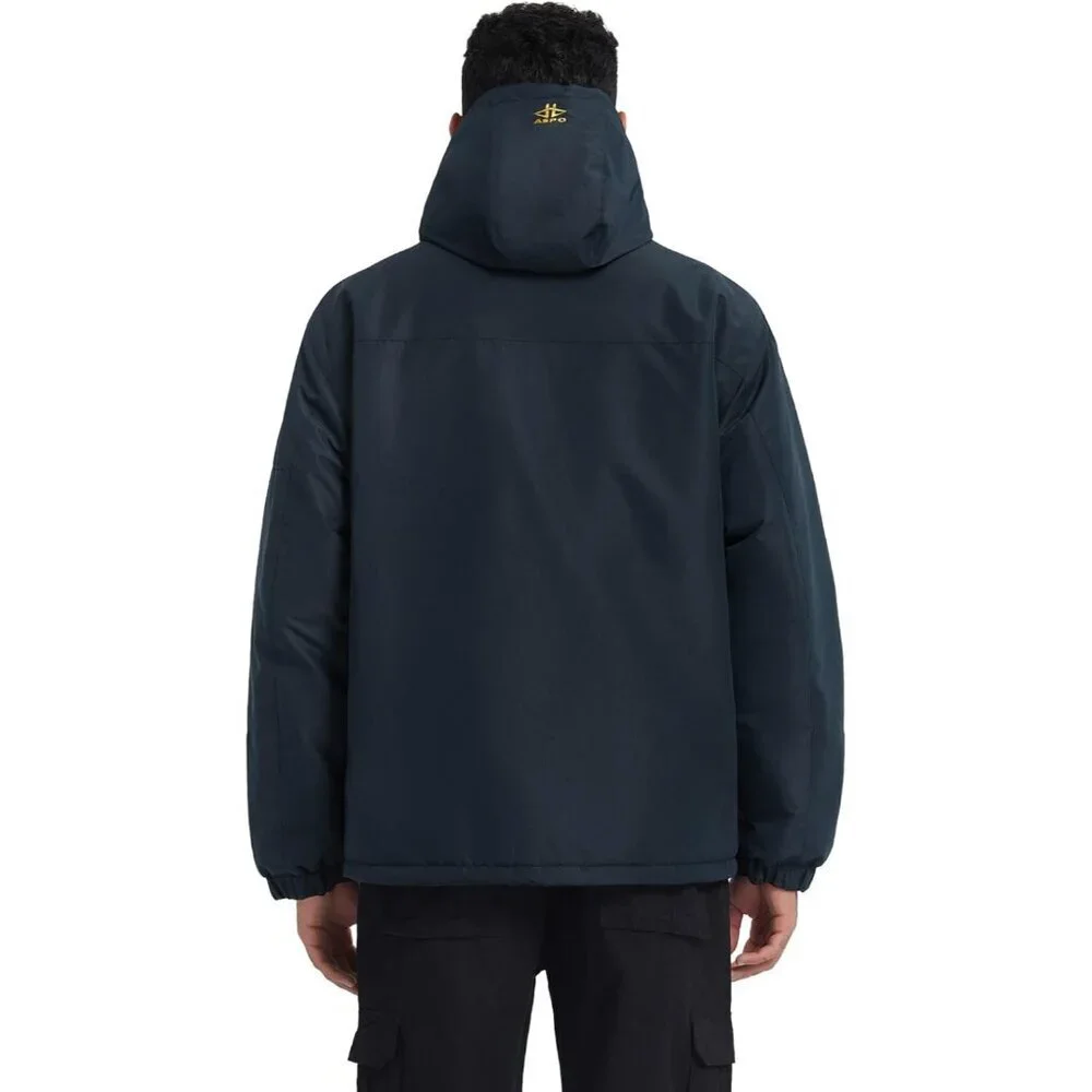 Men's Navy Blue Waterproof Winter Warm Snow Coat Fleece Lined Hiking Ski Jacket